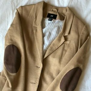 H&M tan blazer elbow patches size 6
